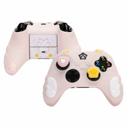 GeekShare Controller Skin Grips Set für Xbox Silikon Schutzhülle Kompatibel mit Xbox Series X Controller mit 2 Thumb Grip Caps und 2 Stickern - Star Wings Series - Pink Angebot bei HelloDeals