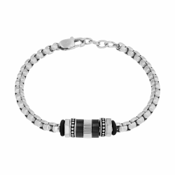 Tom Tailor Armband mit Anhänger für Herren, Edelstahl und Kautschuk, 20+2 cm, silber, Geschenkidee, Armschmuck, Herrenschmuck, 2100633 Angebot bei HelloDeals