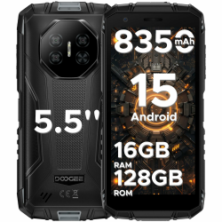 DOOGEE Fire 3 Pro Android 15 Al Outdoor Handy Ohne Vertrag 16GB RAM + 128GB ROM(2TB TF) 8350mAh/18W, 5,5" HD+ Gemini Al, Outdoor Smartphone Unisoc T7200, 16MP AI Kamera,Dual SIM 4G/Widevine L1/Face ID Grau(Fire 3 Pro) Angebot bei HelloDeals