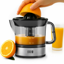 LEBENLANG Zitruspresse elektrisch - 2 Kegel & BPA-Frei I Hohe Saftausbeute I 700ml Orangenpresse elektrische Saftpresse Edelstahl für Zuhause I Entsafter Zitronenpresse Orangensaftpresse Fruchtpresse klein Angebot bei HelloDeals