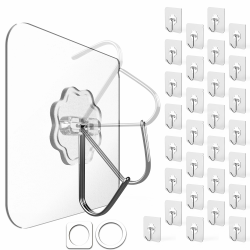 4smile Klebehaken extra stark, 30 Stück, 10 kg Klebehaken outdoor wetterfest, wasserdichte Haken selbstklebend, Wandhaken selbstklebend, transparent - Decke und Wand, Mehrzweck für Küche, Bad Transparenter- 30er Angebot bei HelloDeals