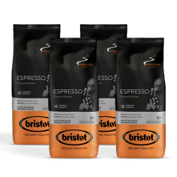 Bristot, Gemahlener Kaffee ESPRESSO – Insgesamt 1 kg – Kaffeepulver für Moka, Mischung mit kräftigem Charakter und starkem Geschmack, mittlere Röstung – Set mit 4 pro 250 g Angebot bei HelloDeals