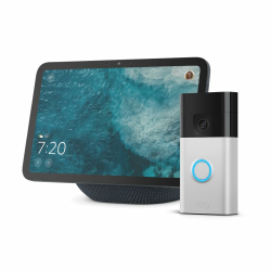 Amazon Echo Show 8 (neueste Generation), Graphit + Ring Akku-Videotürklingel (Battery Video Doorbell) (2024), Nickel Matt Angebot bei HelloDeals