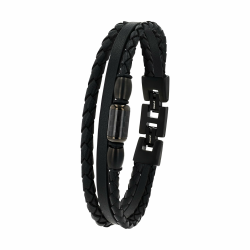 Tom Tailor Armband für Herren, Edelstahl und Carbon und Leder, 20,5+1,5 cm, schwarz, Geschenkidee, Armschmuck, Herrenschmuck, 2100692 Angebot bei HelloDeals
