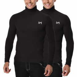 MEETYOO Herren Thermounterwäsche Oberteile, Thermoshirt Langarm Kompressionsshirt Funktionsshirt Atmungsaktiv Thermounterhemd Männer Sportshirt für Running Fitness Gym L Schwarz+schwarz-1 Angebot bei HelloDeals