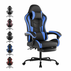 Gaming Chair Computerstuhl Ergonomischer Gaming Stuhl mit Fußstütze Bürostuhl Ergonomischer Computerstuhl mit Lendenwirbelstütze (BLKBL) Blackblue Angebot bei HelloDeals