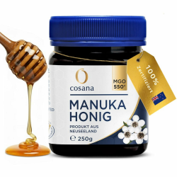 Cosana Manuka Honig 550 MGO + 250g – 100% Pur - Abgefüllt, versiegelt und zertifiziert in Neuseeland MGO550+ 250 g (1er Pack) Angebot bei HelloDeals