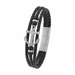 Tom Tailor Identarmband für Herren, Edelstahl, 20+1,5 cm, schwarz, Anker-Anhänger, Geschenkidee, Armschmuck, Herrenschmuck, 2100696 Angebot bei HelloDeals