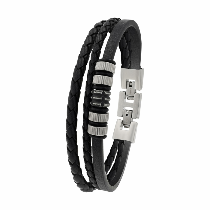 Tom Tailor Armband für Herren, Edelstahl und Leder und Kautschuk, 20,5+1,5 cm, Bicolor, Geschenkidee, Armschmuck, Herrenschmuck, 2100690 Angebot bei HelloDeals