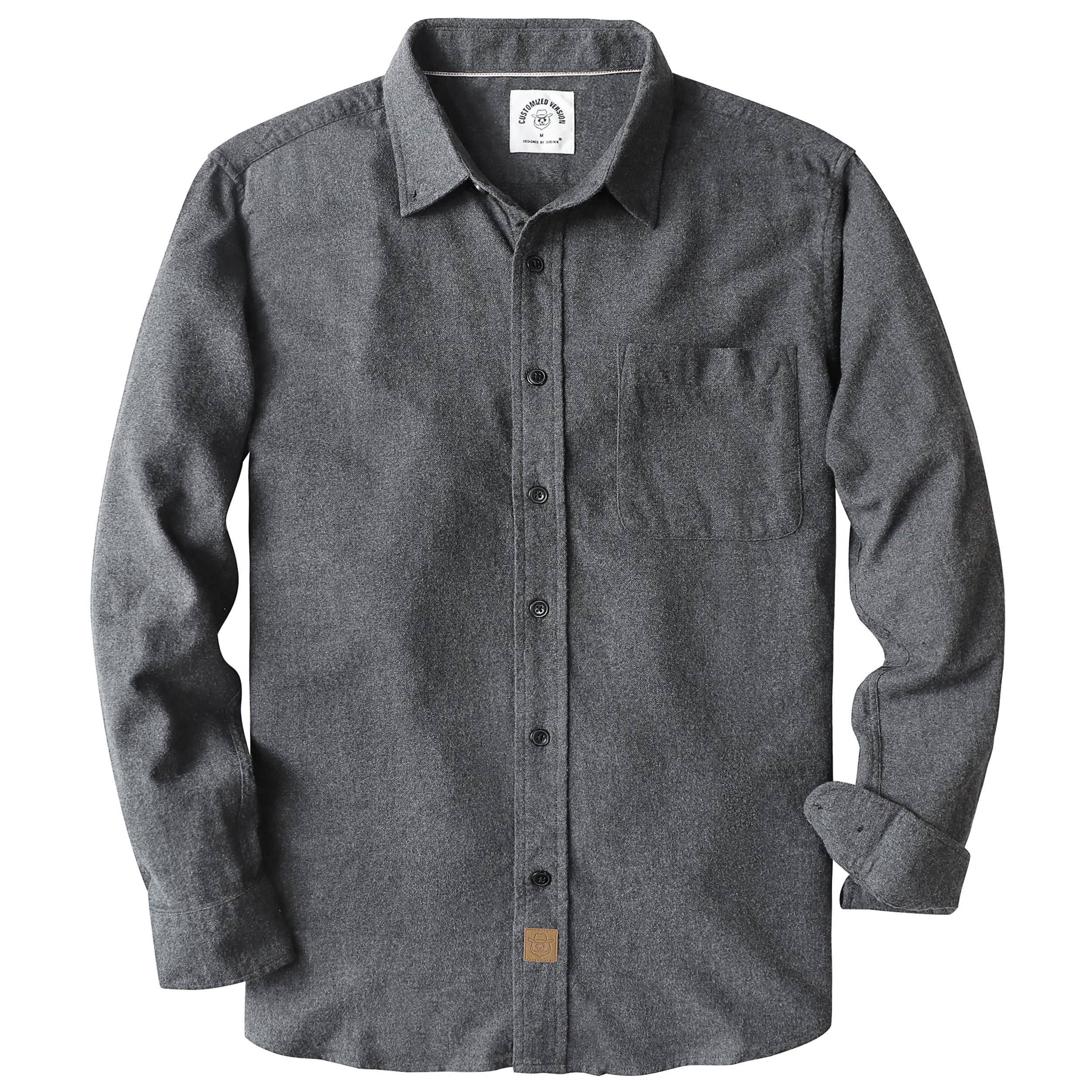 Dubinik® Herren-Flanellhemd, langärmelig, Perlen-Druckknöpfe, Western, Cowboy, Vintage, Arbeit, Freizeit, mit Taschen, Kariertes Hemd L Grau Angebot bei HelloDeals