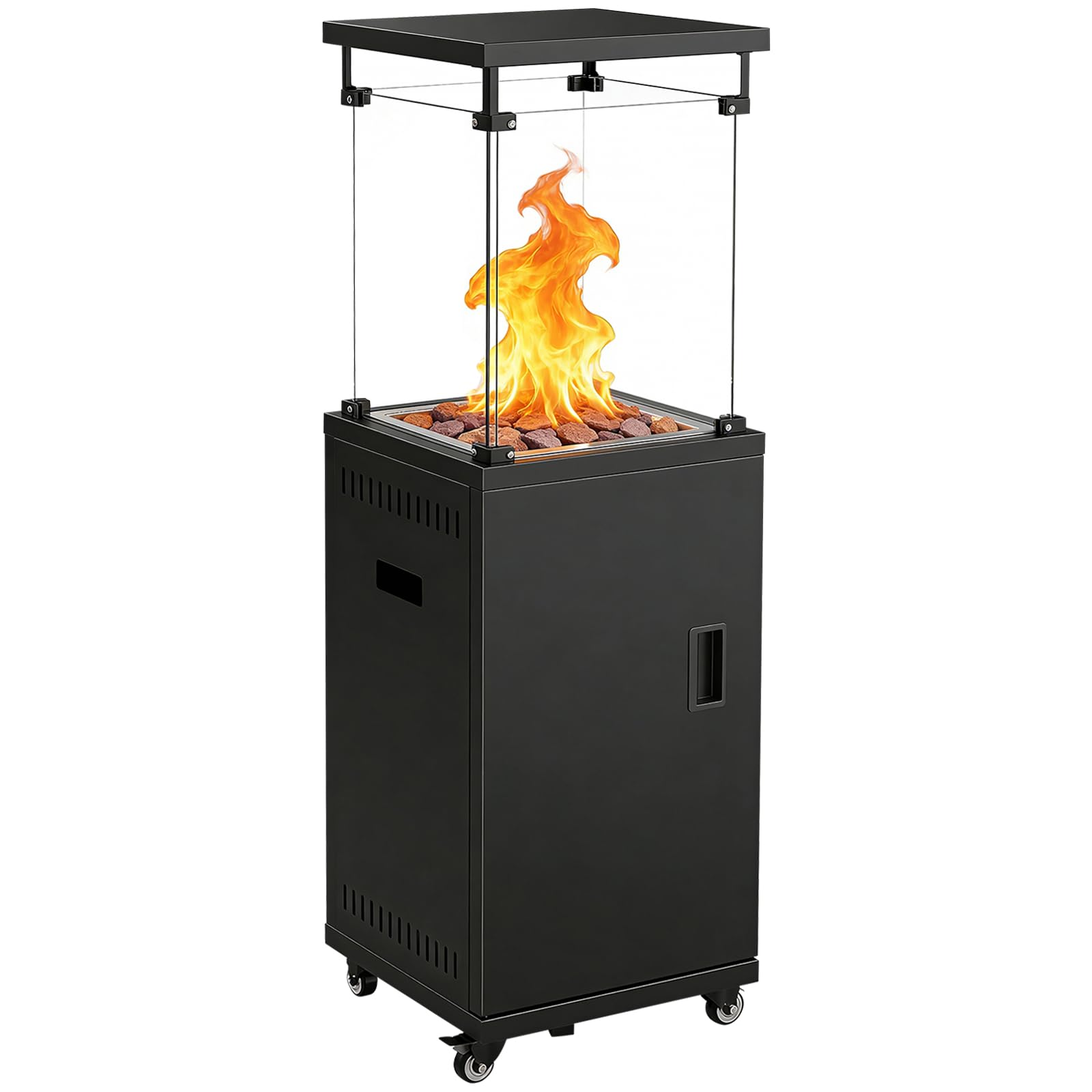 Sweetcrispy Heizstrahler Terrasse Gas 11 kW, Terrassenheizer, Propan Butan Gasheizstrahler, Mobiler Tragbarer Heizpilz, 360° Rollen Kippschutz, Gasheizung Gasheizer für Outdoor Garten, Schwarz Angebot bei HelloDeals