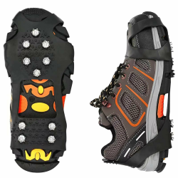 Steigeisen für Schuhe, 10 Zähne Schuhkrallen, Anti Rutsch Schuhkralle, Eiskralle zum Spielen im Schnee mit Edelstahl Spikes für Wandern, Schnee, EIS, Trekking, Eisfischen (L (EU 40-44) Angebot bei HelloDeals