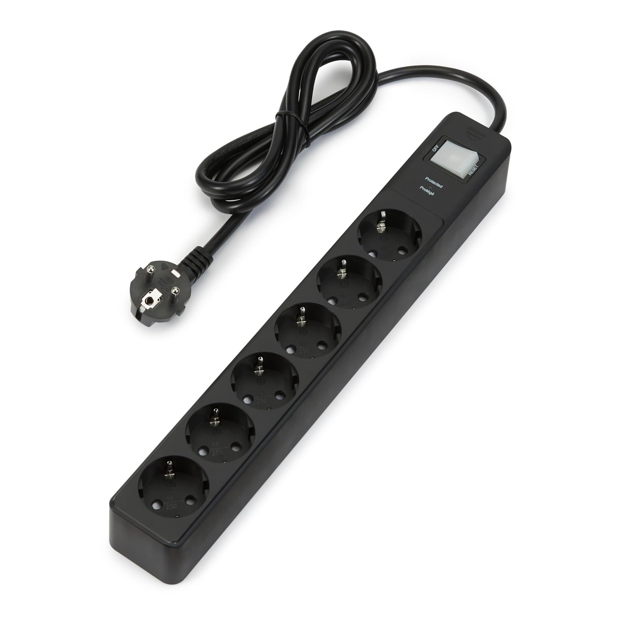 Amazon Basics Steckdosenleiste mit 6 Steckdosen, 600 Joule Überspannungsschutz, 1.4 m, Schwarz Angebot bei HelloDeals