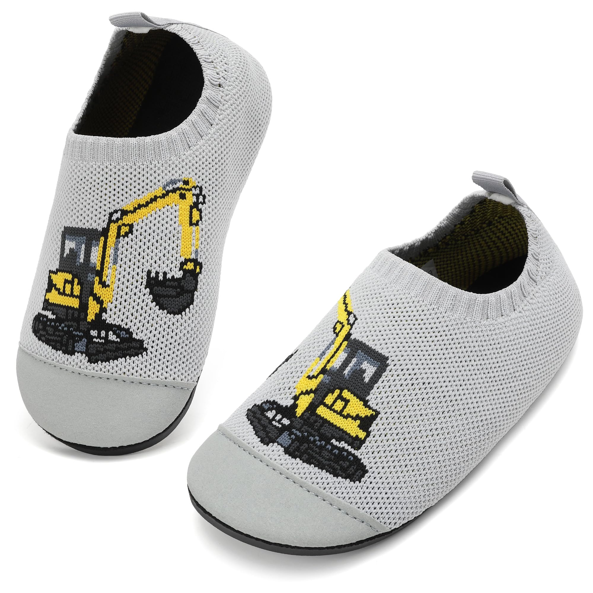 Hausschuhe ​Kinder Mädchen Junge Barfussschuhe Pantoffeln Lauflerns chuhe​Rutschfest ​Kindergarten für Atmungsaktive​Weich Kleinkinder Schuhe ​Unisex 25 EU Bagger Grau Angebot bei HelloDeals