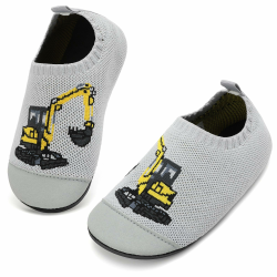 Hausschuhe ​Kinder Mädchen Junge Barfussschuhe Pantoffeln Lauflerns chuhe​Rutschfest ​Kindergarten für Atmungsaktive​Weich Kleinkinder Schuhe ​Unisex 25 EU Bagger Grau Angebot bei HelloDeals