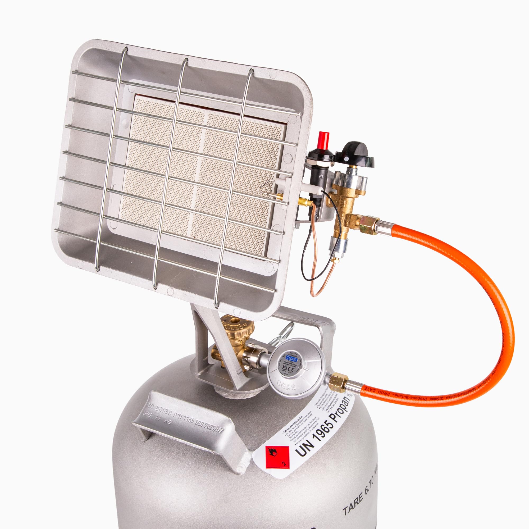 Heizstrahler Flaschenheizstrahler mit Piezozündung und Zündsicherung, 4,4 kW, Gas, Silber, Freistehend, für Outdoor Camping Angebot bei HelloDeals