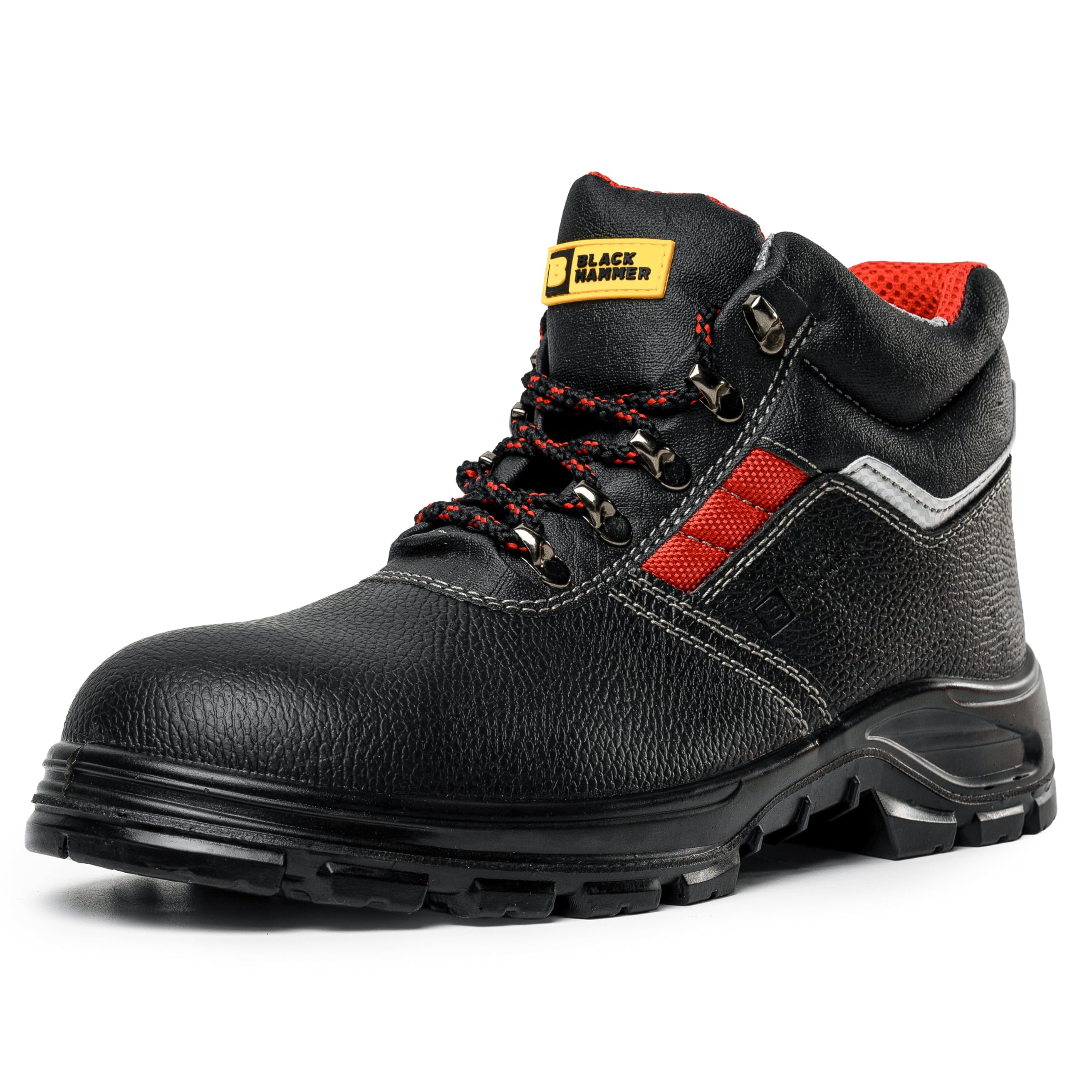 BLACK HAMMER Sicherheitsstiefel Herren S3 SRC Stahlkappe Arbeitsschuhe Knöchelhoch Leder Sicherheitsschuhe 41 EU Schwarz Angebot bei HelloDeals