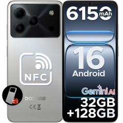 DOOGEE Note 56 Pro AI Android 16 Smartphone Ohne Vertrag, 32GB+128GB/2TB TF, 6150mAh, 6.56" HD+ IPS, T7225 Octa Core Handy Günstig, 13MP+8MP, Dual SIM 4G Simlockfreie Handys,Gemini AI, OTG,NFC,Face ID NOTE56PRO(Silber) Angebot bei HelloDeals