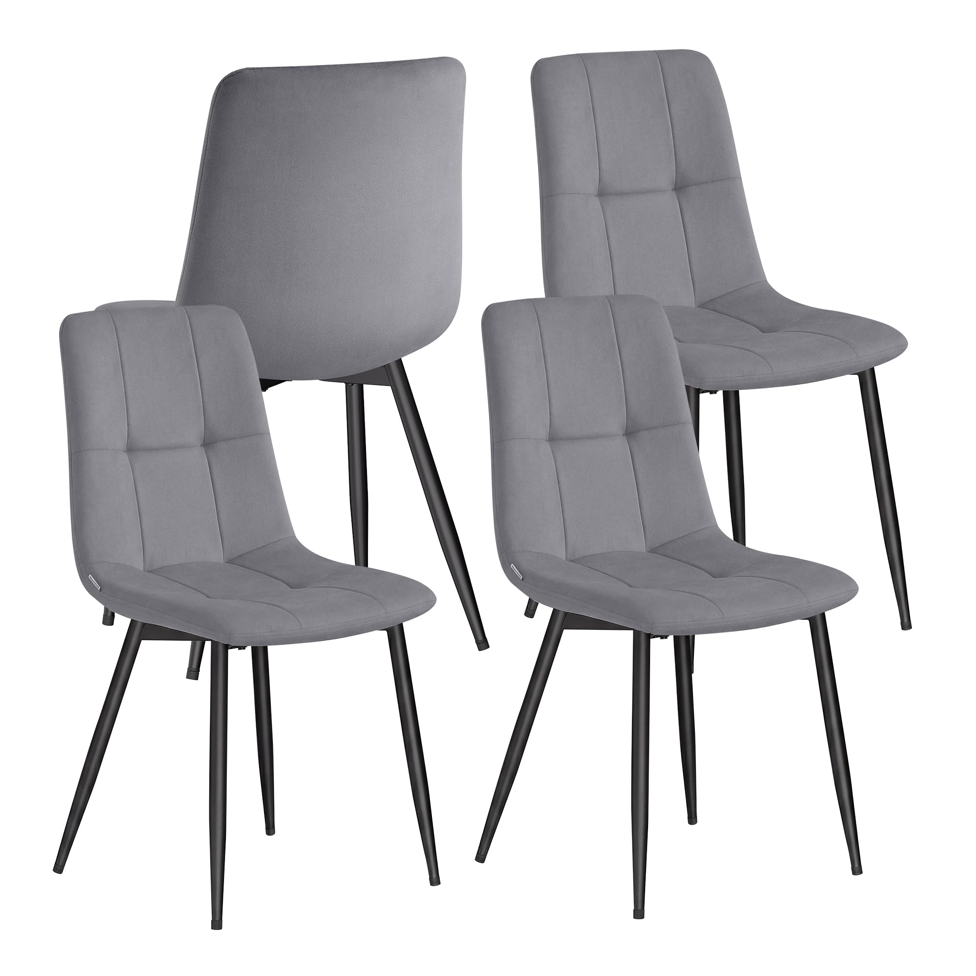VASAGLE Esszimmerstühle Samt, Küchenstühle bis 120 kg belastbar, Sessel mit verstellbaren Füßen, modern, gepolstert, für Wohnzimmer, 4er Set, schiefergrau KDC080GN01 4er Set Schiefergrau Angebot bei HelloDeals