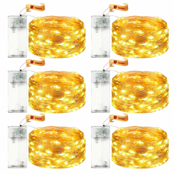 VIKY® 6 Stk LED Lichterkette Batterie mit Timer, 2M 20 LED Micro Kupferdraht Lichterkette Innen Batteriebetrieben, Warmweiß lichterkette mit Timer für Hochzeit, Silvester, Weihnachten Innen Dekoration 2m 20led—warmweiß 6 Stück Angebot bei HelloDeals