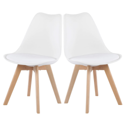 EGGREE 2er Set Esszimmerstühle mit Massivholz Buche Bein SGS Geprüfter, Retro Design Gepolsterter Stuhl Küchenstuhl Holz, Weiß 2er set Weiß Angebot bei HelloDeals