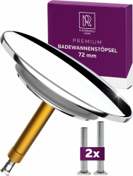 Badewannenstöpsel Universal Ø 72 Premium - Stöpsel Badewanne Chrom aus Messing mit Doppel Dichtung - Rostfrei Badewannen Stöpsel Verschluss Badezimmer zubehör 1 Stk. Chrom Badewannenstöpsel Angebot bei HelloDeals