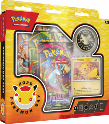Pokémon-Sammelkartenspiel: Kollektion Pokémon Day 2026 (1 holografische Promokarte, 1 Münze und 3 Boosterpacks) Angebot bei HelloDeals