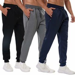 Sportliche Herren-Sweathose mit Reißverschlusstaschen, Trainingshose für Herren, Laufen, Jogginghose, 3er-Pack XL Schwarz/Dunkelgrau/Marineblau Angebot bei HelloDeals