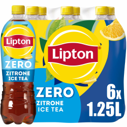 LIPTON ICE TEA Zero Lemon, Zuckerfreier Eistee mit Zitronen Geschmack, EINWEG (6 x 1.25 l) Zitrone Zero 6x1,25l (1-Pack) Angebot bei HelloDeals