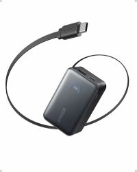 Anker Nano Powerbank,10.000mAh Externer Akku mit 70cm Anker InstaCord Einzugskabel, 45W Max Kompakter Akku, Smart-Display, für iPhone 17/16, iPad, Galaxy, Pixel und mehr Schwarz Angebot bei HelloDeals