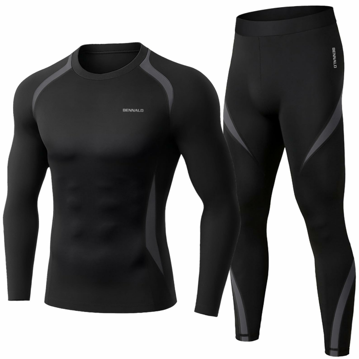 Thermounterwäsche Herren, Skiunterwäsche Winter Thermowäsche Set Funktionsunterwäsche Warm Weich Funktionswäsche atmungsaktiv Thermo Unterwäsche Thermounterhemd Thermounterhose für Männer XL Grau Angebot bei HelloDeals