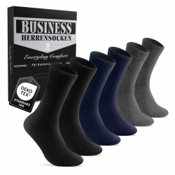 Socken Herren Damen 6/10 Paar Business Herrensocken mit Geschenkbox, Atmungsaktive Baumwollsocken Herren mit Nahtloser Zehenverarbeitung, Geeignet für Business & Alltag 35-38 2x Schwarz + 2x Blau + 2x Grau Angebot bei HelloDeals