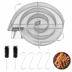 Kaltrauchgenerator aus Edelstahl,Rund Räucherschnecke,Sparbrand Räucherofen mit Henkel,mit 4 Fleischhaken + 2 Reinigungsbürste,Fleischräucherofen für Kugelgrills,Smoker und Räucheröfen,Mehrweg A-Rund Angebot bei HelloDeals