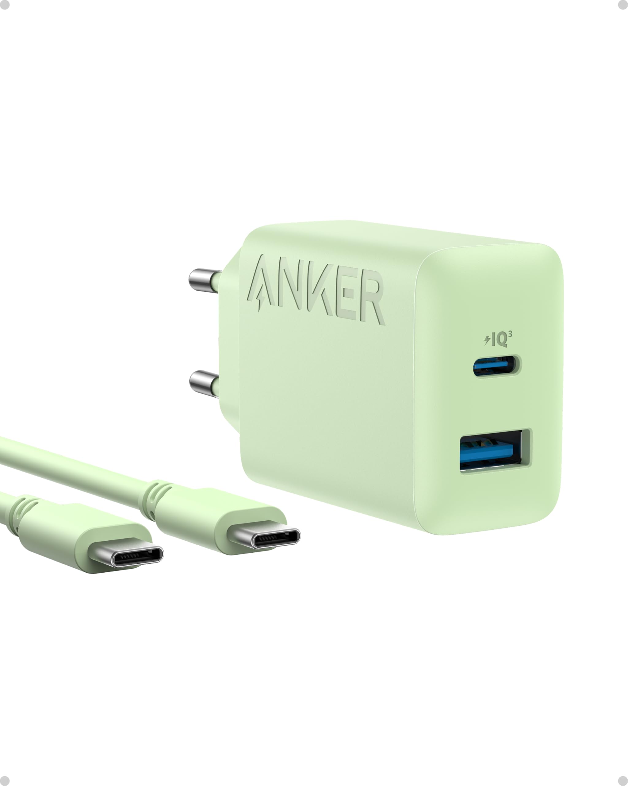 Anker 20W USB C Ladegerät, iPad Netzteil, Schnellladenetzteil, iPad Ladegerät, Kompatibel mit iPhone 17/16/15 Series (mit 150cm USB-C Kabel) grün Angebot bei HelloDeals