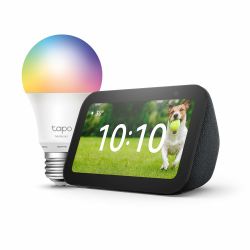 Echo Show 5 (3. Gen.) | Anthrazit + Tapo L530EA Smart Bulb (E27), Funktionert mit Alexa - Smart Home-Einsteigerpaket Angebot bei HelloDeals