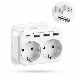 LENCENT Reiseadapter USA Deutschland Stecker, Typ B Netzadapter, Reisestecker mit 1 USB-C&3 USB-A Ports, Adapter Deutschland auf USA für American, Mexiko, Kanada, Thailand, Costa Rica Steckdosen EU auf USA Angebot bei HelloDeals