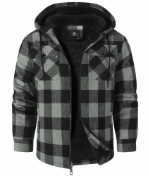 SwissWell Hemdjacke Herren Verdicken Karierts mit Reißverschluss Flanelljacke Plüschfutter Freizeit Gefüttert Kapuzenpullover Männer Winter Hemd Fleece Hoodie Winterjacke mit Taschen 130-Grau L Angebot bei HelloDeals
