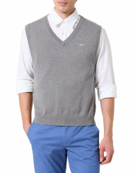GANT Herren Classic Cotton Vest Pullunder XXL Dark Grey Melange Angebot bei HelloDeals