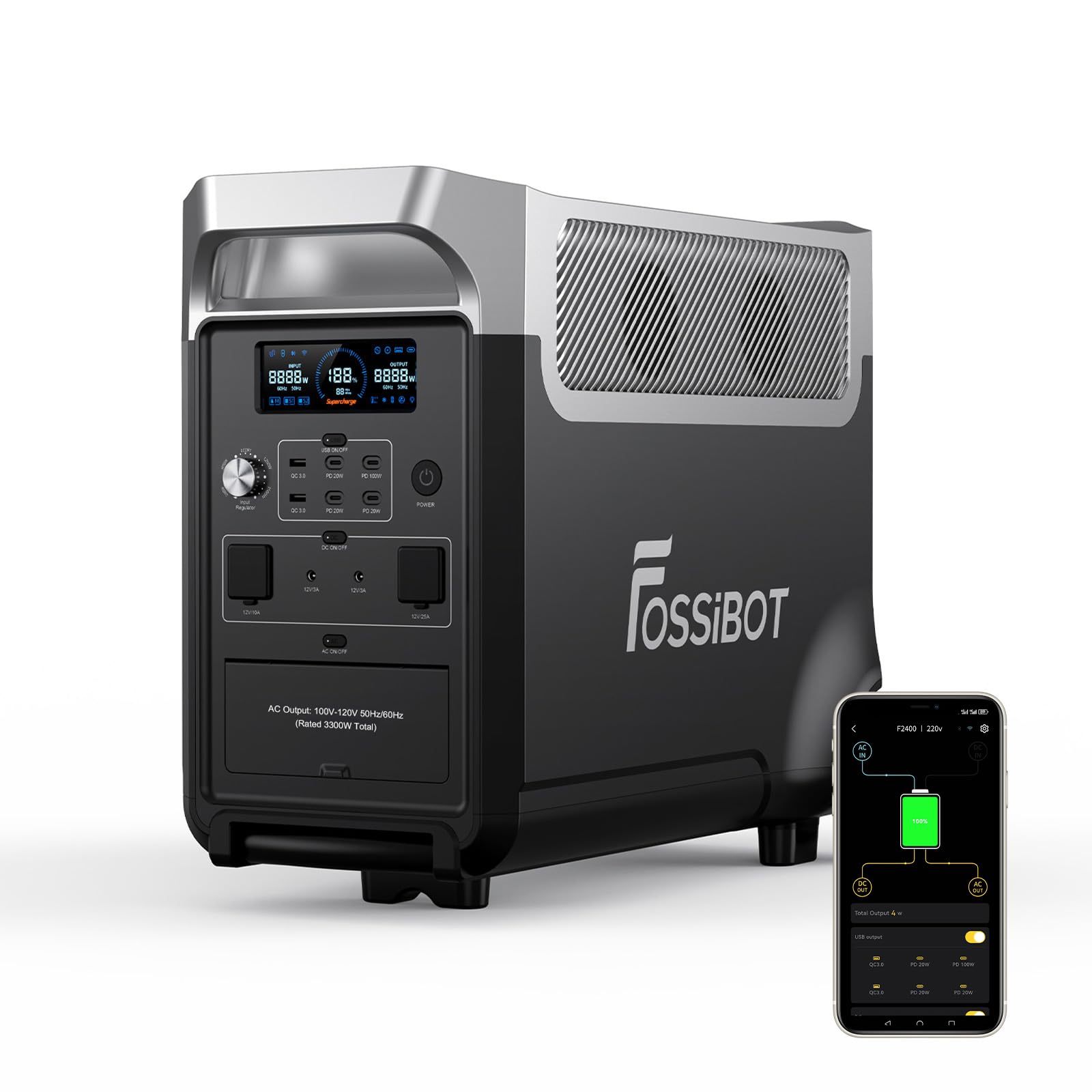 FOSSiBOT F3600 Pro Powerstation, 3840Wh LiFePO4 Tragbare Solargenerator mit 3x230V AC Ausgang 3600W (7200W Peak), Power Station Schnelles Stromspeicher Aufladen für Zuhause, Stromausfall, Reise Angebot bei HelloDeals