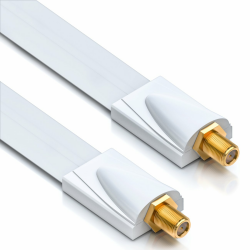 deleyCON Fensterdurchführung SAT Kabel 17cm Flexibel 26cm Länge Kupplung Fenster & Türen Vergoldete Buchsen Extrem Flach Geschirmt - Weiß, mit alle SAT Kabel mit F-Stecker Angebot bei HelloDeals