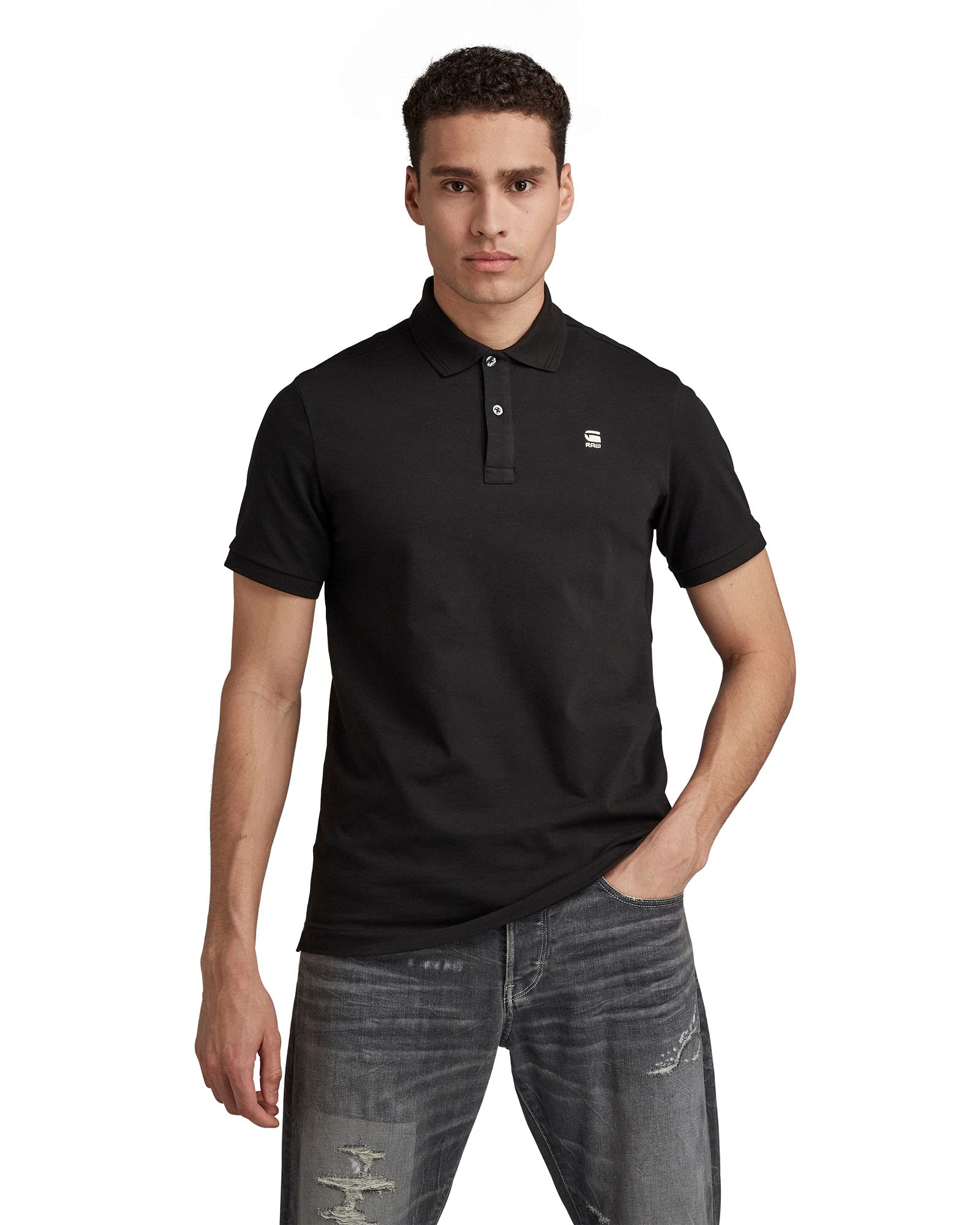 G-STAR Herren Dunda Overdyed Slim Polo L Schwarz (Dk Black D11595-5864-6484) Angebot bei HelloDeals