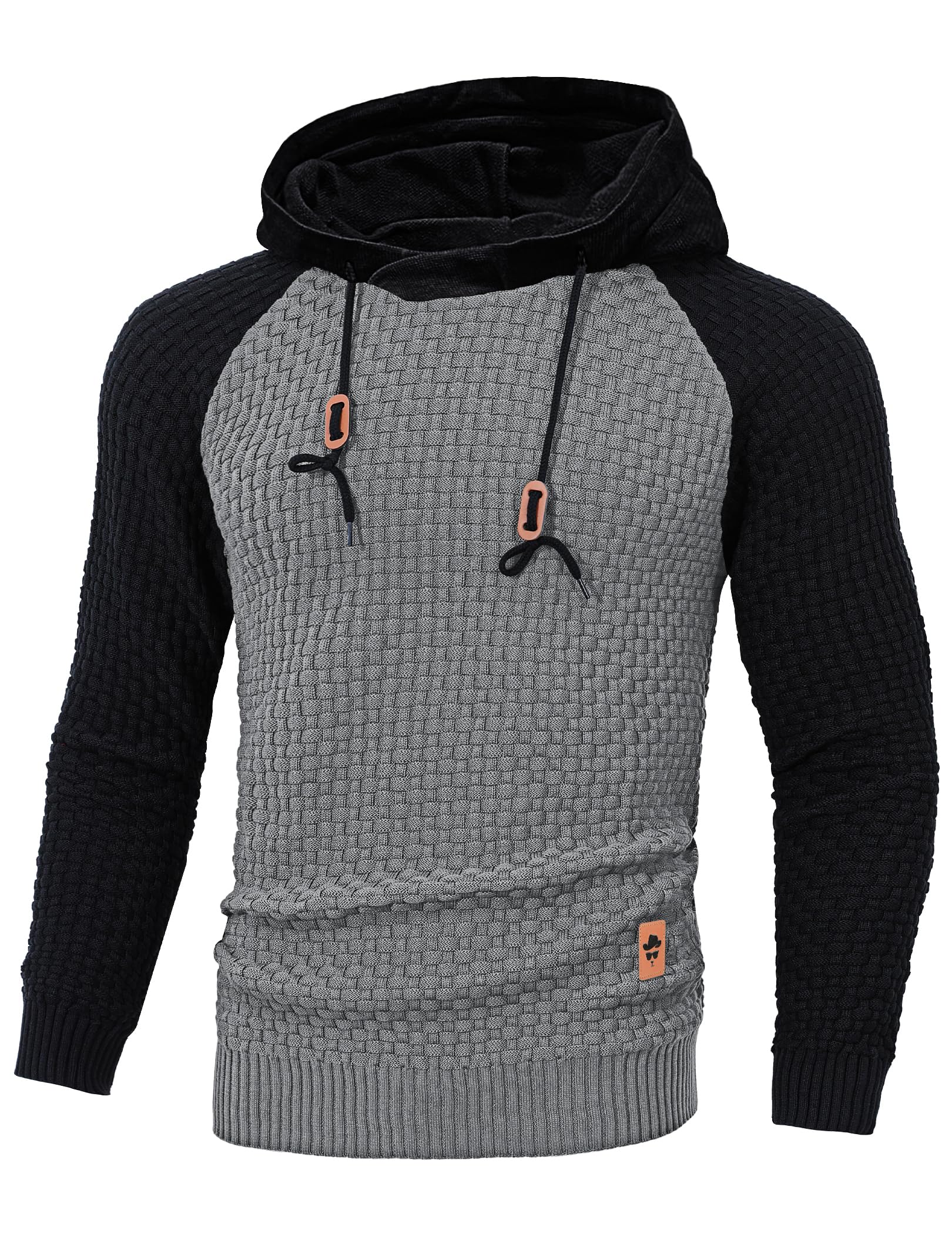 TARAINYA Pullover Herren Pulli Strickpullover Männer Winterpullove Langarm Warm Sweater mit Kapuze D Grau Schwarz XXL Angebot bei HelloDeals