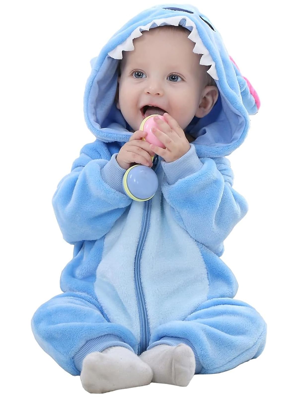 Unisex Baby Romper Cute Warm Hase Stich Tier Lange Ärmel Reißverschluss Verdickte Fleece Herbst-Winter Kinderkleidung 12-18 Monate Blauer Stern Angebot bei HelloDeals