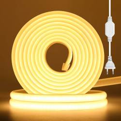 COB Neon LED Streifen, AC230V 288LEDs/m Superhell Flexible FCOB LED Leuchtband (Schnitt alle 50cm), COB LED Band mit Stromkabel für Weihnachten, Party Heim DIY Deko (Warmweiß, 2M) Warmweiß 2m Angebot bei HelloDeals