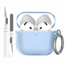 AhaStyle Transparent Hülle für Airpods 4 (2024) Mit Reinigungsstift [Anti-Yellowing] Weiche TPU-Schutzhülle für Apple AirPods 4. Generation Unterstützt USB-C-Ladegehäuse und Drahtloses Laden AirPods 4 AirPods 4, Blau Angebot bei HelloDeals