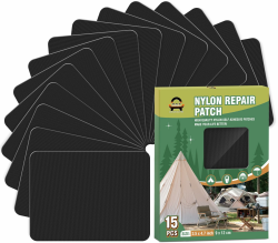 Nylon Selbstklebende Patches, OAZ 15 Stück 9x12cm Selbstklebender Wasserdichte Reparatur Patch, Nylon Flicken Selbstklebend Schwarz, für Zelte, Daunenjacke, Schlafsack, Tasche Schwarz 9x12 cm 15er Angebot bei HelloDeals