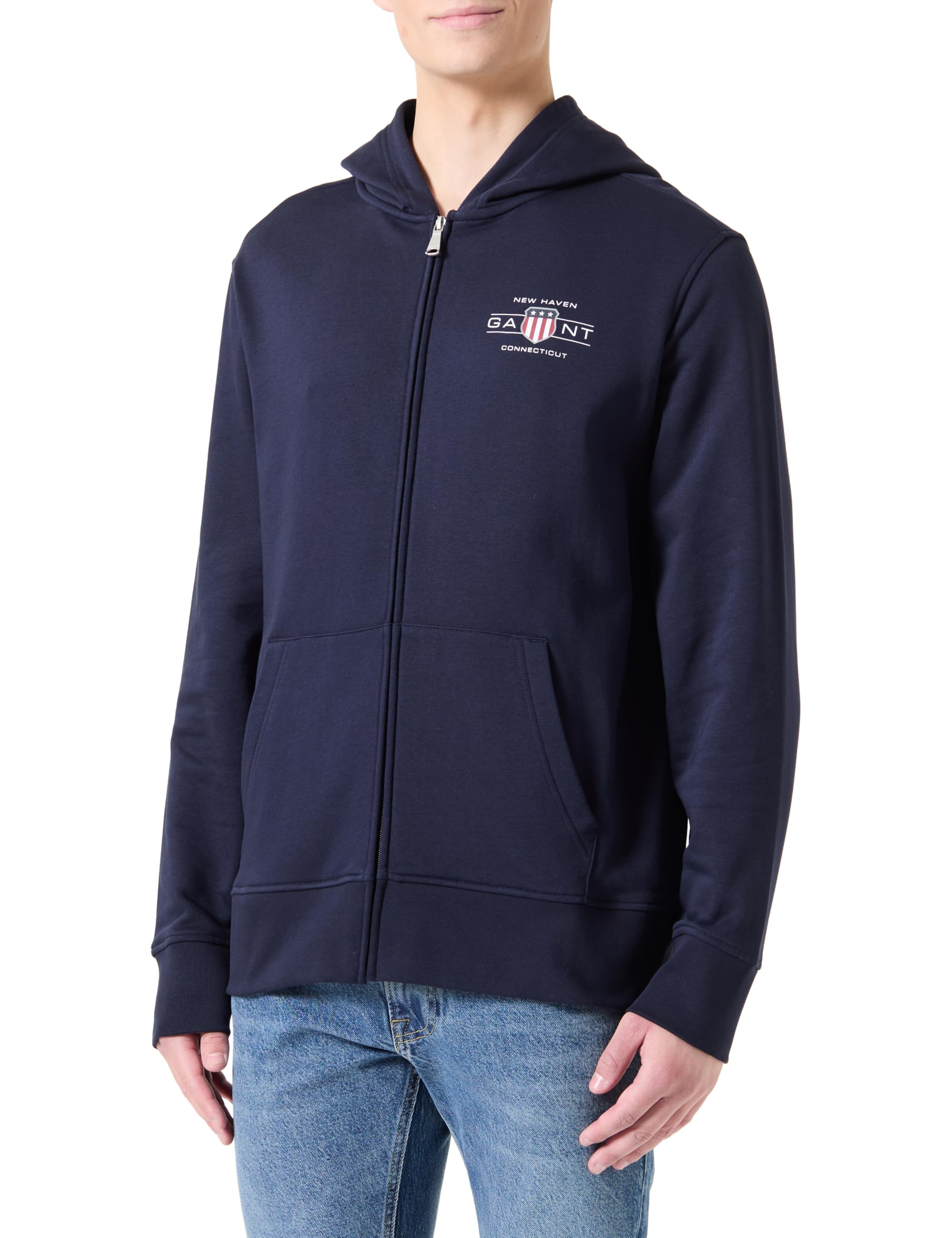 Gant Herren Graphic Fullzip Hoodie Strickjacke S Evening Blue Angebot bei HelloDeals