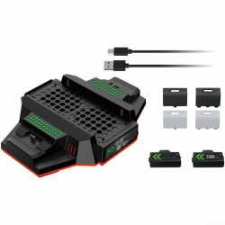 Kühlständer für Xbox Series S, Dual-Controller-Ladestation mit RGB-LED-Lichtern, Konsolenhalter mit Lüftern (schwarz) Angebot bei HelloDeals