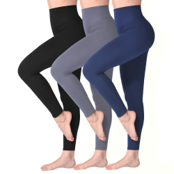 SINOPHANT Leggings Damen High Waist - Blickdicht Leggins mit Bauchkontrolle für Sport Yoga Gym #3er Pack Schwarz/Schwarzblau/Grau XXL Angebot bei HelloDeals