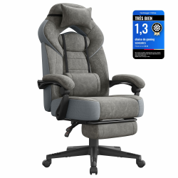 SONGMICS Gaming-Stuhl, Bürostuhl, Computerstuhl, ergonomisches Design, mit Fußstütze, verstellbares Kopfkissen, Lendenkissen, Tragkraft 150 kg, schiefergrau OBG077G01 Schiefergrau Velourslederimitat Angebot bei HelloDeals